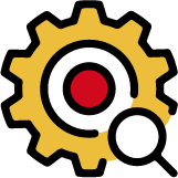 Gear and magnifying glass icon