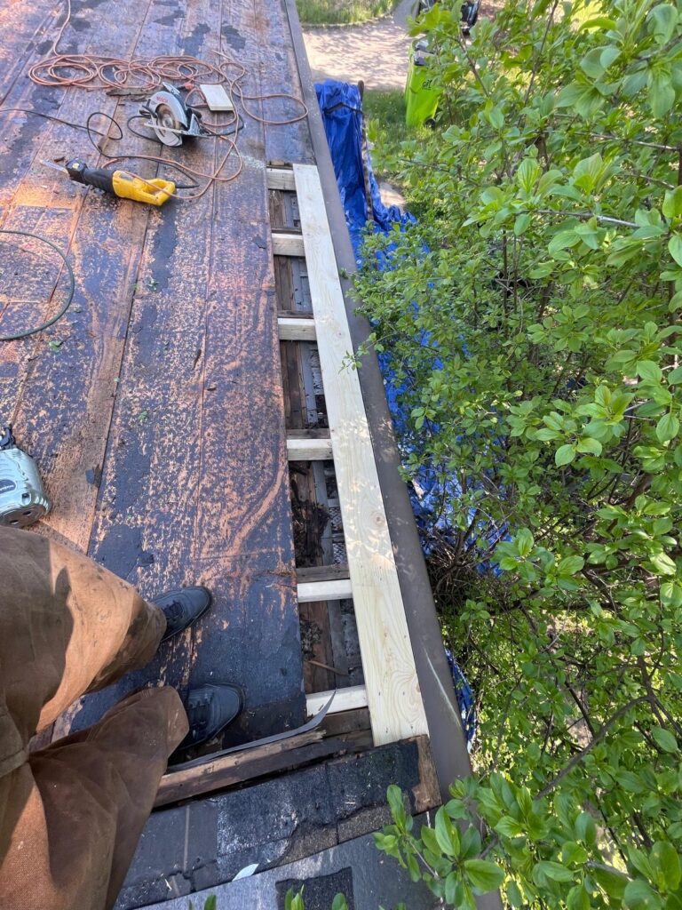 Repaired roof carpentry from another angle