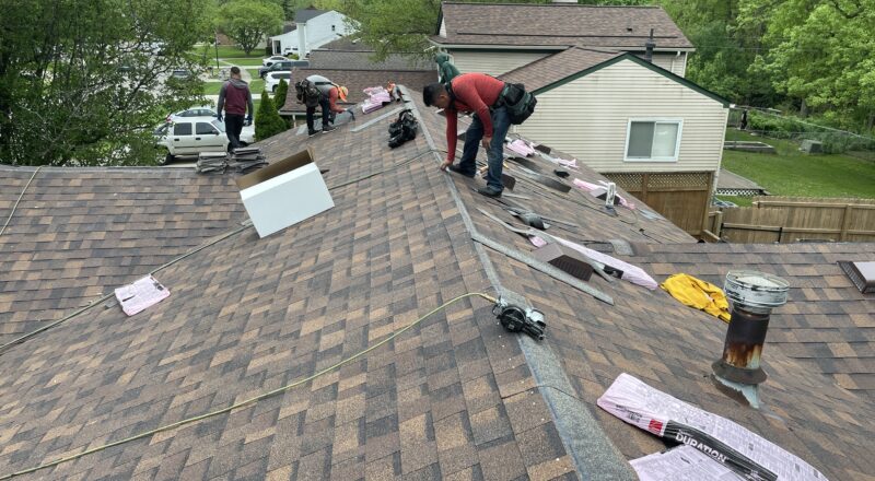 Brown Owens Corning shingle installation